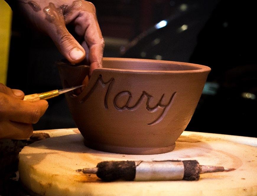 Custom Yarn Bowl with Name – Handmade Knitting Gift or Crochet