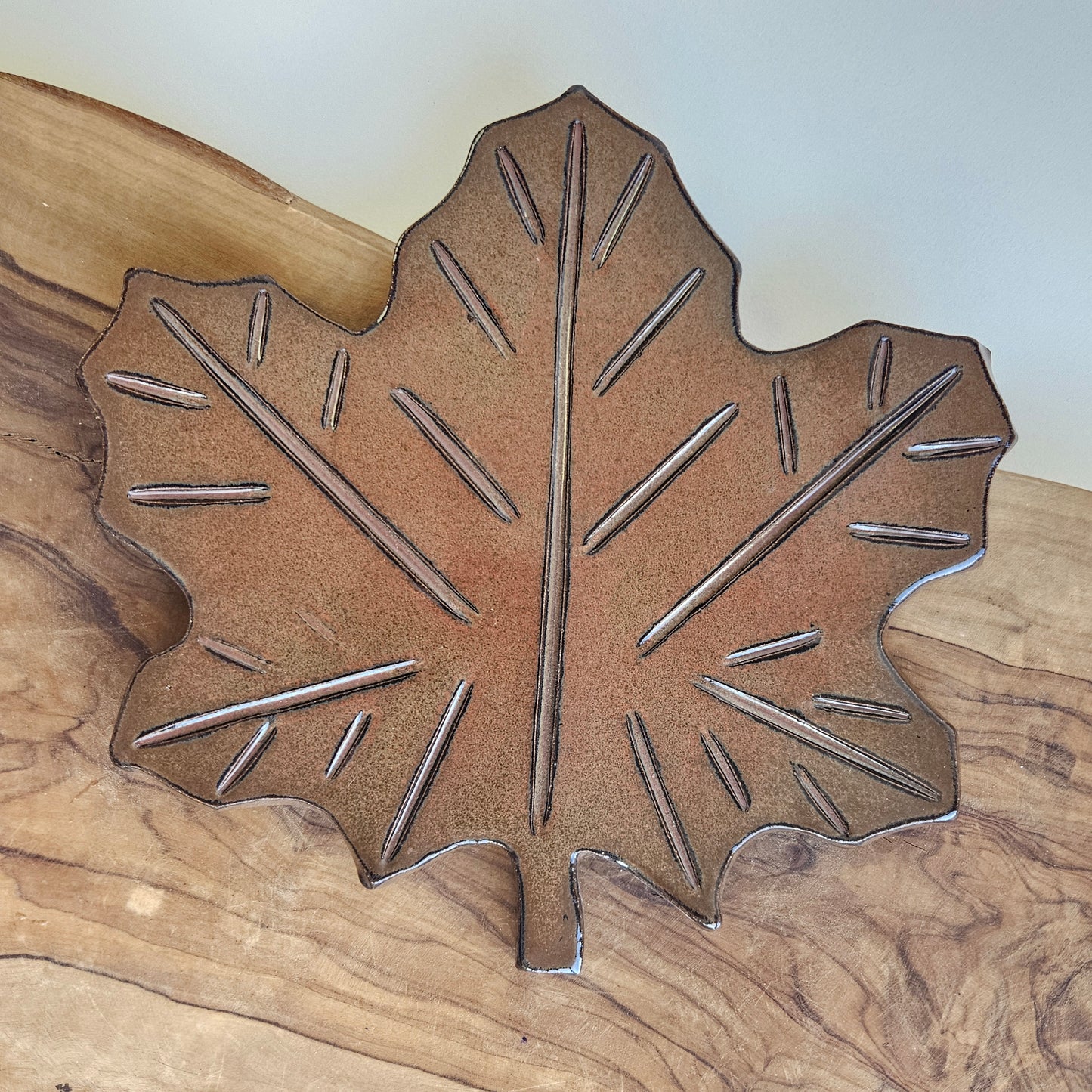 Maple Leaf Handmade Ceramic Spoon Rest, Rustic Nature Kitchen Decor Style for Countertop