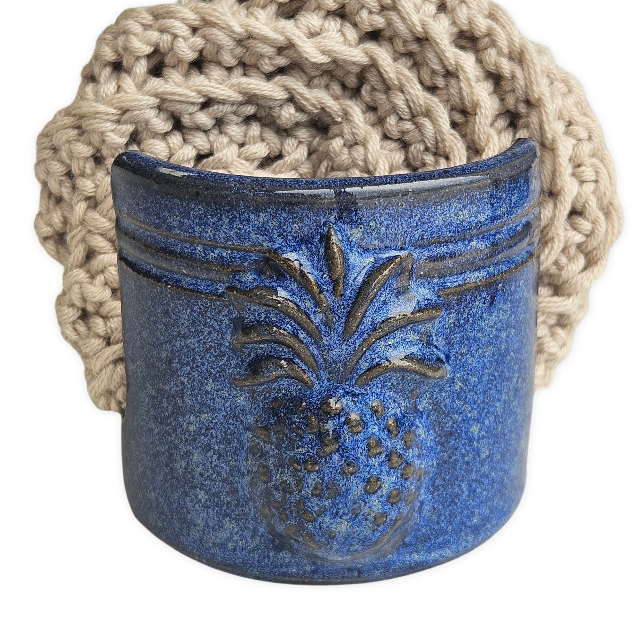 ceramic pineapple planter handmade-ceramic-pineapple-welcome-sponge-holder-blue