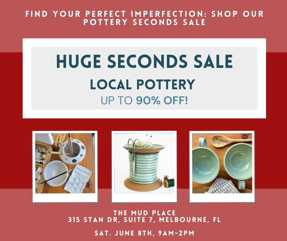 Discover incredible deals at our 1st Annual Pottery Seconds Sale in Melbourne, FL! Join us on June 8th for discounts of up to 90% off unique pottery seconds. Don't miss out on this exclusive event!