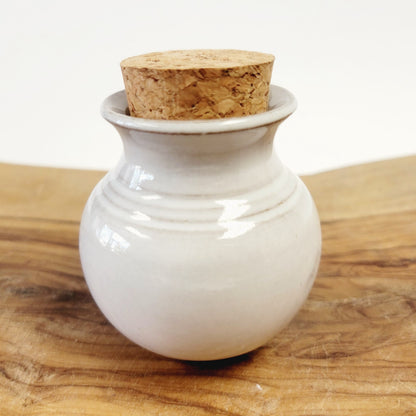 Miniature Pottery Vase for Dandelion Flowers in White