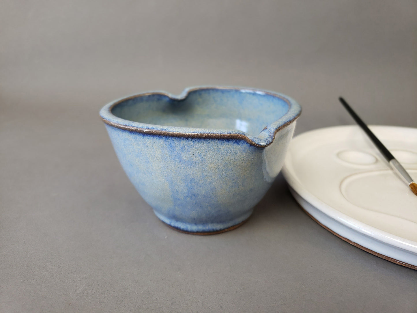 Pet Palette Paw Print Painting Set and Heart Shaped Watercolor Bowl Blue White