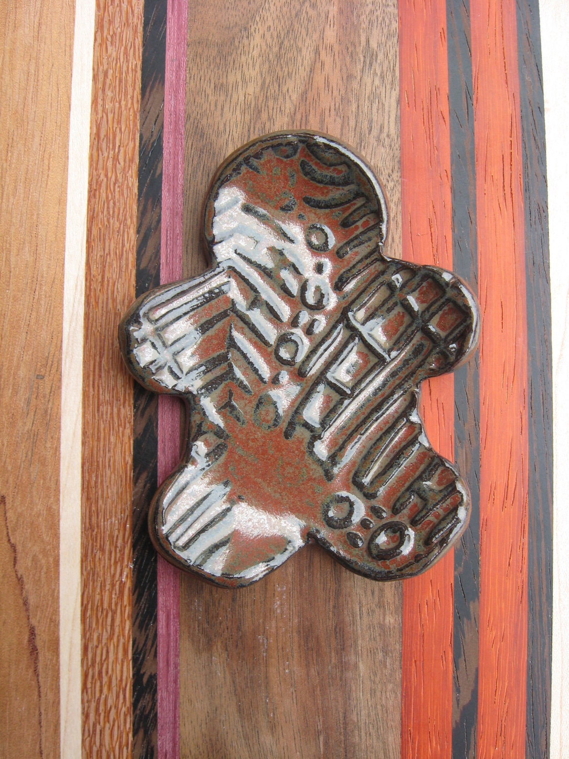 Spoon Rest for Coffee Bar Hot Cocoa Making Station Teaspoon Mini Size Gingerbread Man Rust Farmhouse