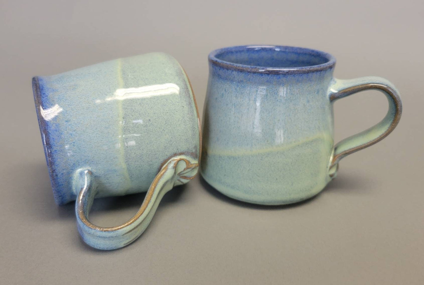 Set of 2 or 4 Large Color Layers Coffee Mugs in Blue Green