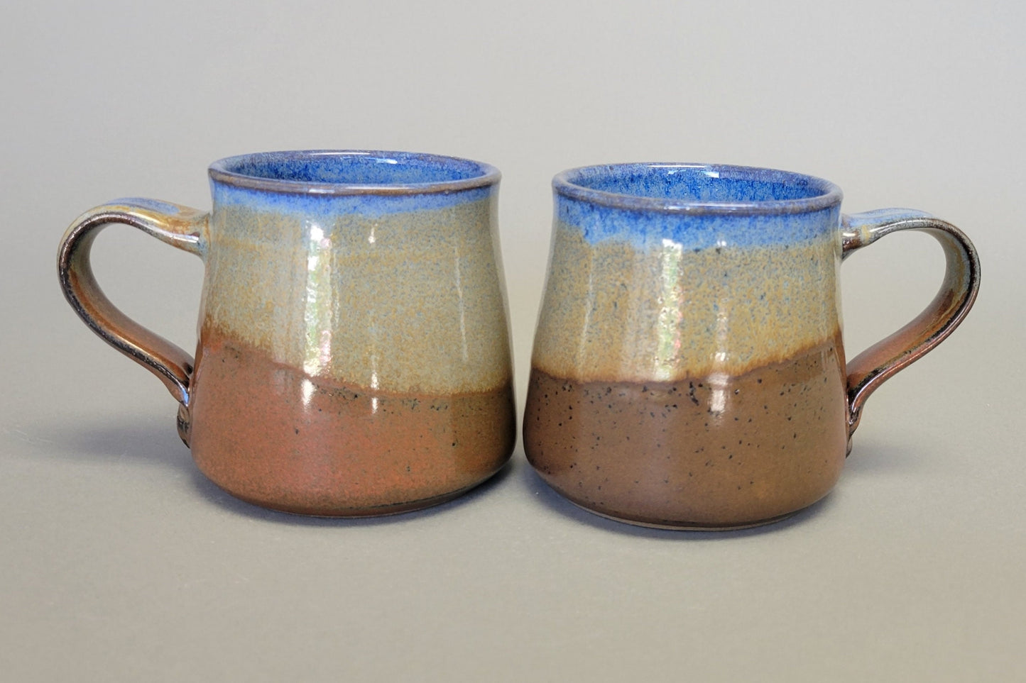 Large Coffee Mug in Blue Brown Rust Handmade Ceramic