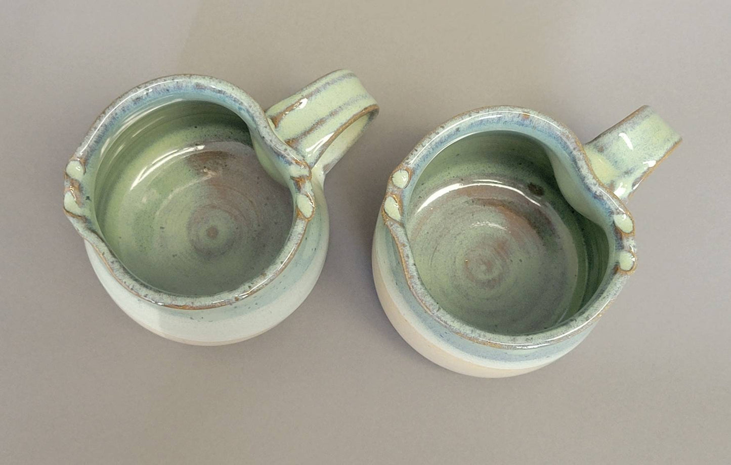 Set of 2 or 4 Large OFF Round Coffee Mugs in Green Yellow