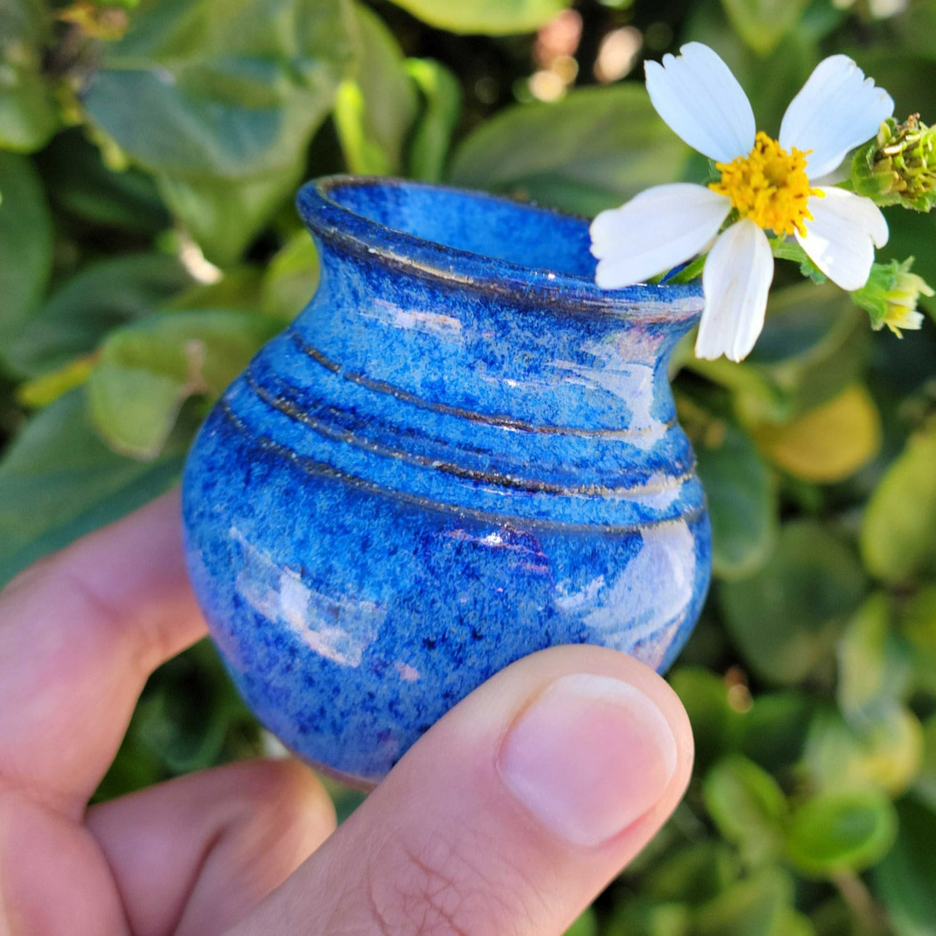 Miniature Pottery Vase for Small Flowers Green