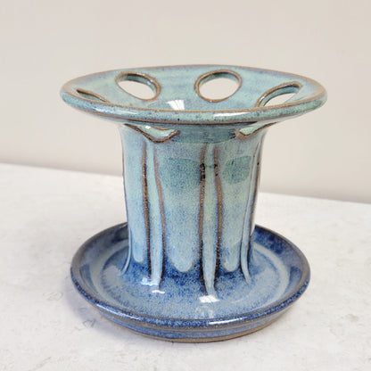 Toothbrush Holder 6 Slots in Cobalt Blue and Green Glaze