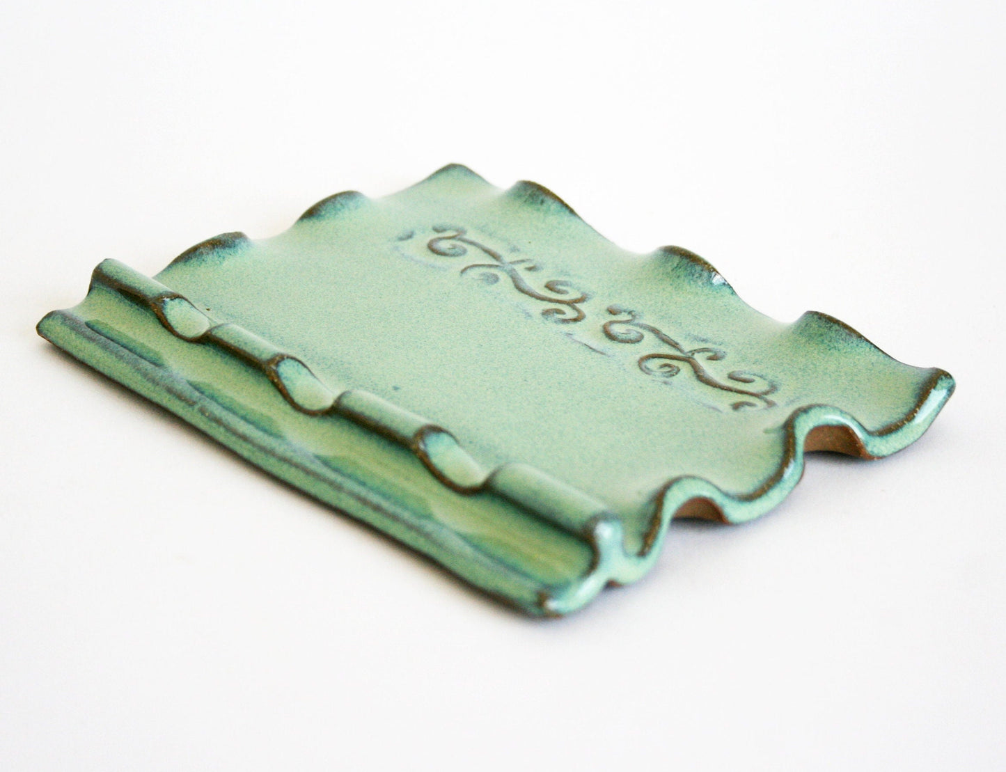 Multiple Spoon Rest with 3 Three Slots for Kitchen Countertop in Green