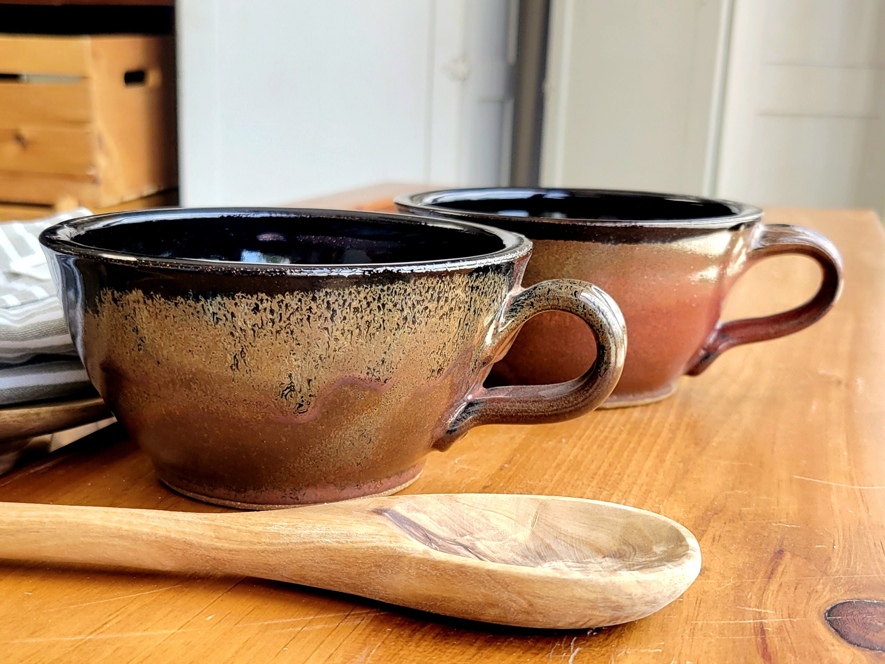 Large Cozy Soup Bowls with Handles in Rust Brown – The Mud Place
