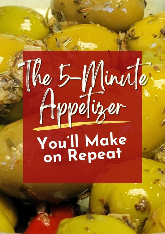 Marinated olives 5-minute appetizer recipe blog post