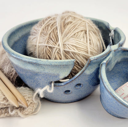 Double Yarn Bowl Caddy for Knitting and Crochet with Scissor & Notion Storage