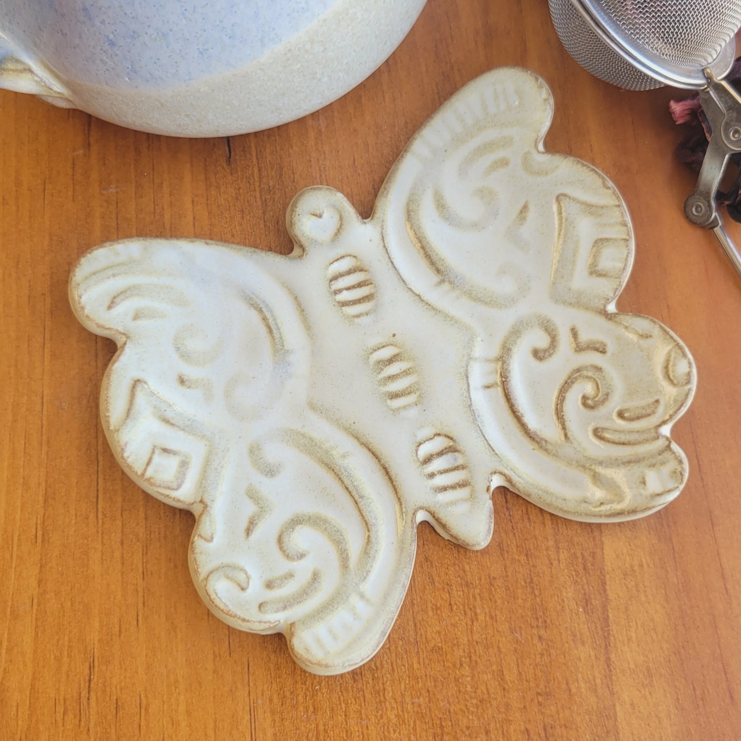 Mari the Butterfly Spoon Rest in French Butter Cream