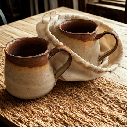 Large Ceramic Mugs – Asymmetrical Coffee Set Red Yellow