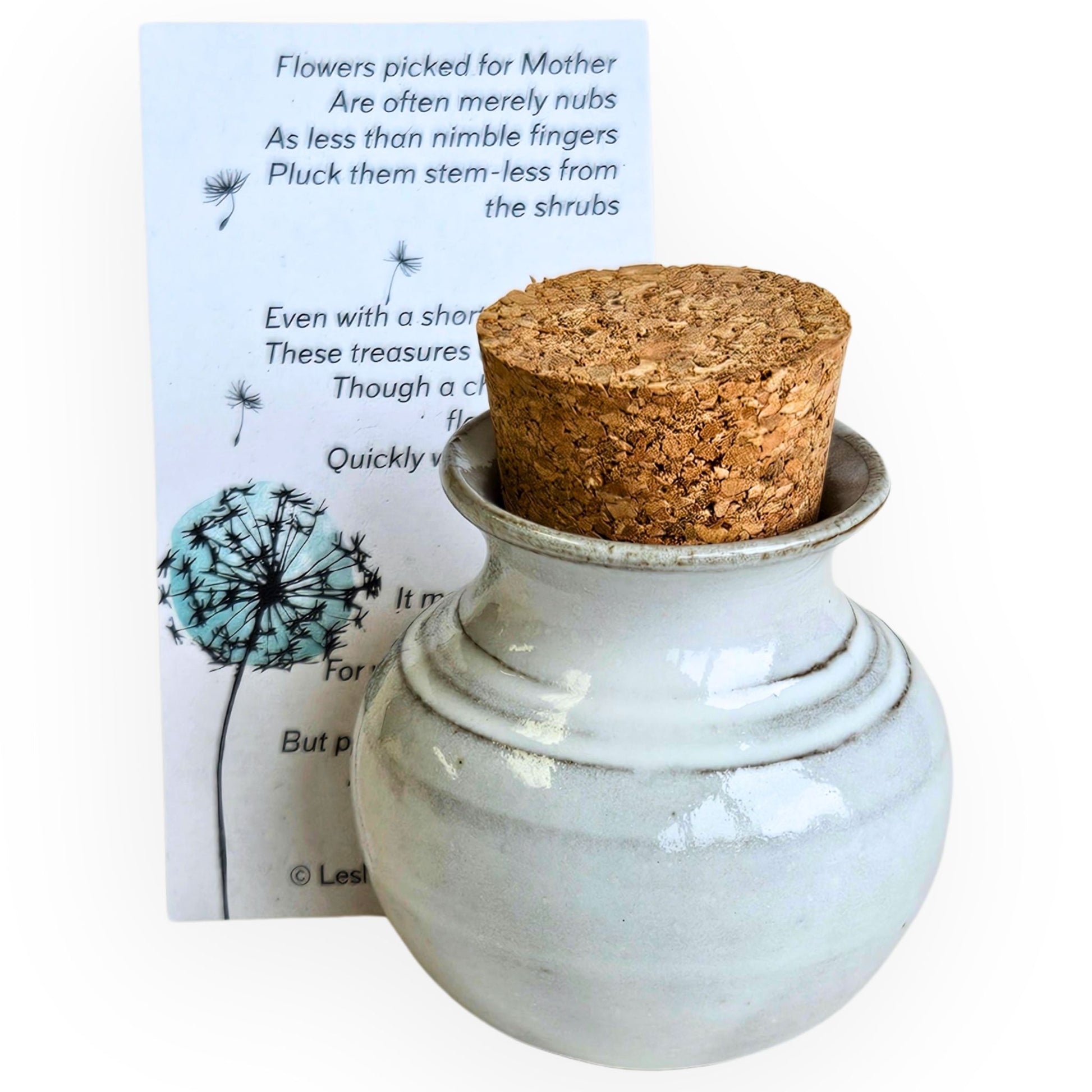Unique handmade Mommy Pot miniature vase with poem card, ideal gift for moms, expecting mothers, or as a keepsake memory jar.