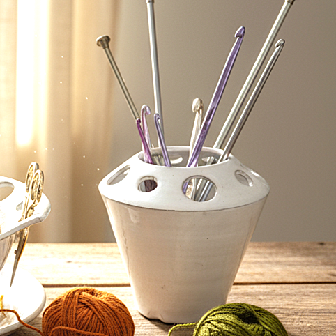 Ceramic Craft Caddy – Organizer for Crochet, Knitting, Painting