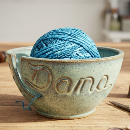 Custom Yarn Bowl with Name – Handmade Knitting Gift or Crochet