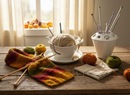 Ceramic Craft Caddy – Organizer for Crochet, Knitting, Painting