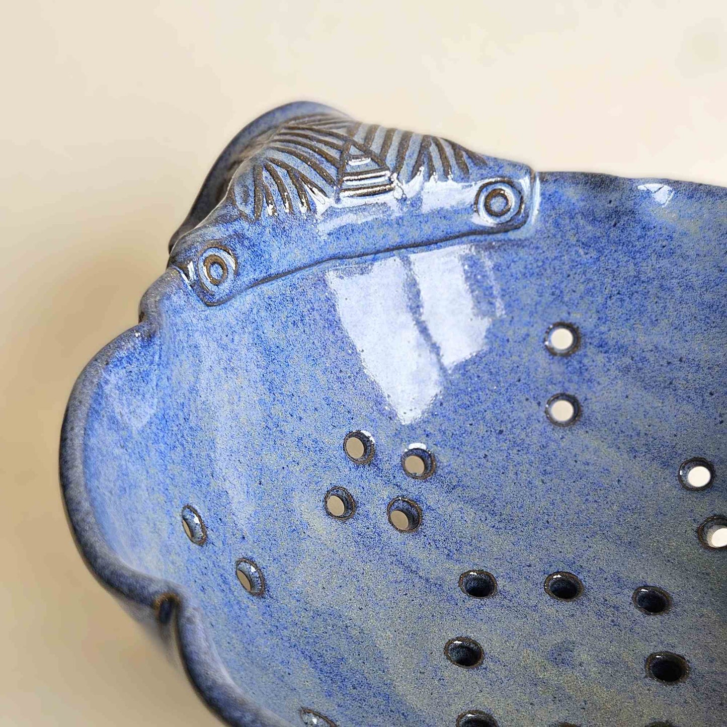 Blue Fruit Colander Bowl – Housewarming or 9th Anniversary Gift