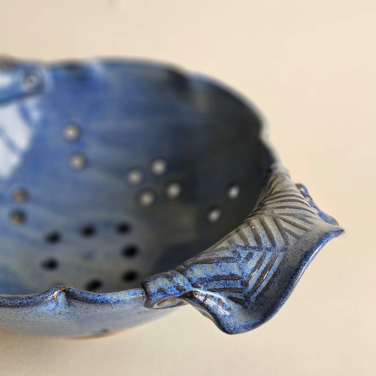 Blue Fruit Colander Bowl – Housewarming or 9th Anniversary Gift