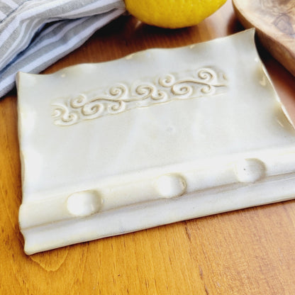 Triple Spoon Rest – Ceramic Utensil Holder in Butter Yellow