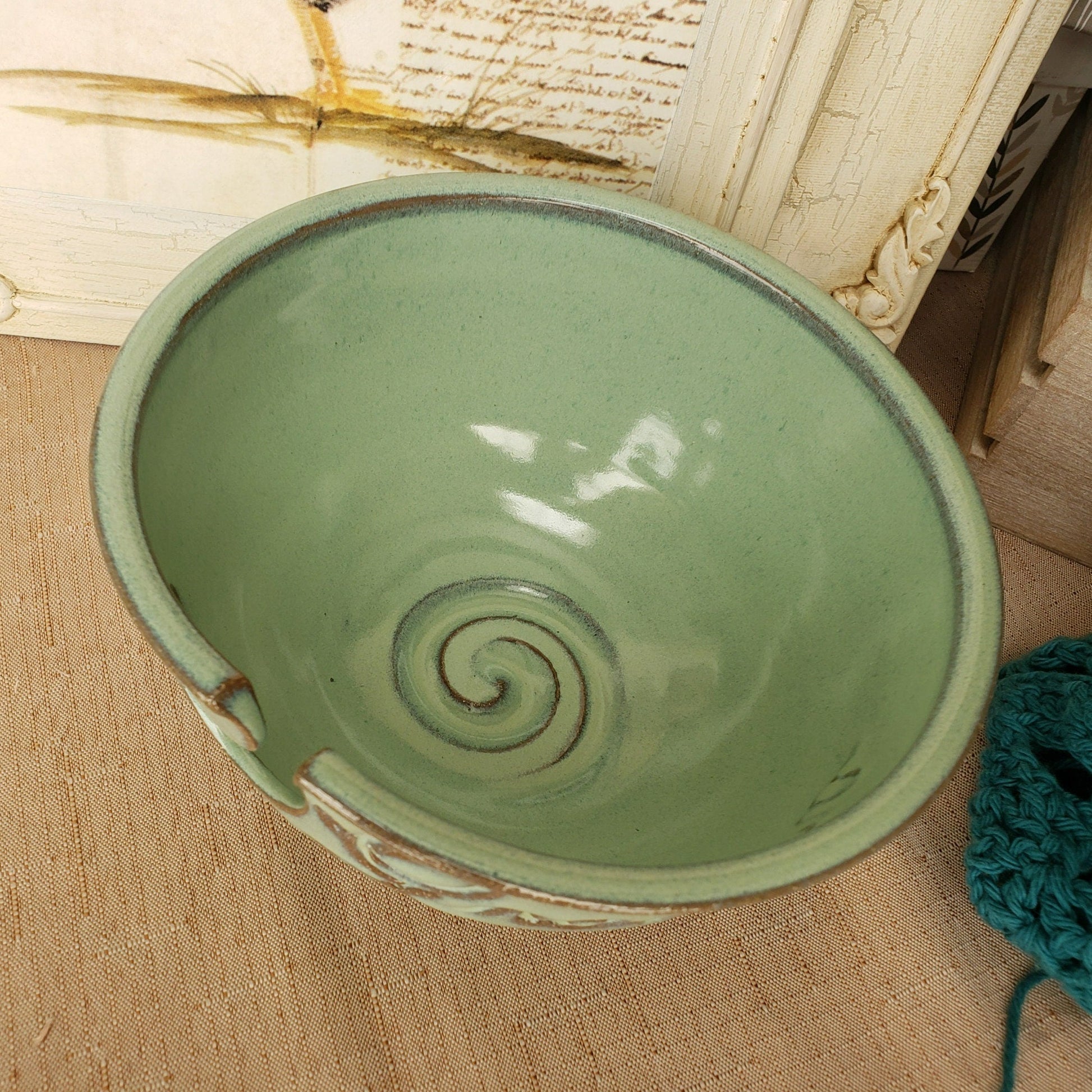 Customizable Name Ceramic Yarn Bowl Skein Holder