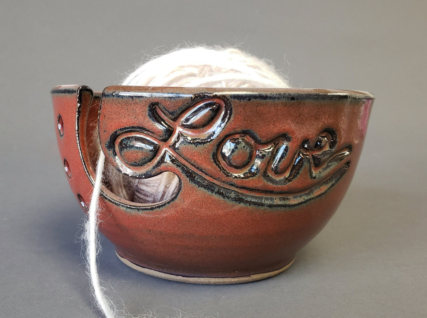 Love Saying Yarn Bowl Gifts for Knitting Circle Friends Crochet Balls Rust Red Large Valentines Day Gifts Mothers Wife Grandmothers Grandma