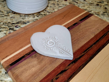 Heart Shaped Mini Spoon Rest White Flower Valentines Day Gift