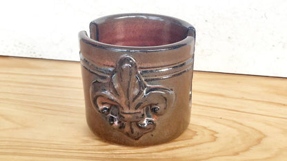 Fleur De Lis Sponge Holder Handmade Ceramic Pottery Rust Red Brown Glaze