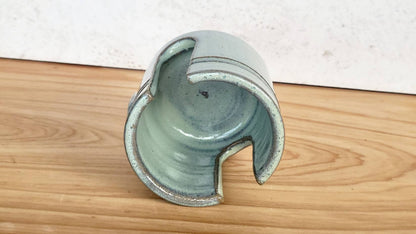 Fleur De Lis Sponge Holder Handmade Ceramic Pottery Stripes Green Glaze