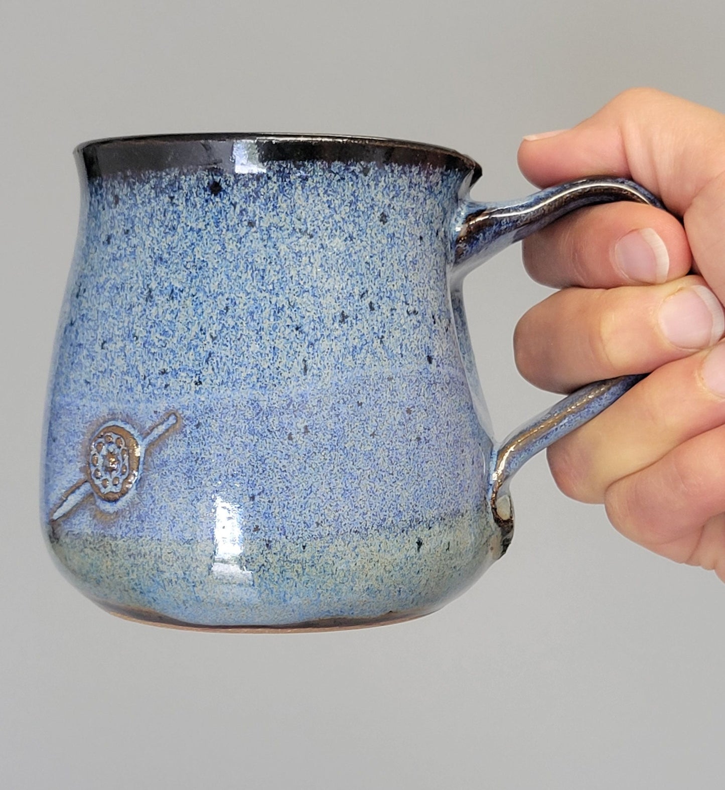 Morning Coffee Mug Cosmic Satellite Space Texture in Layered Black Blues