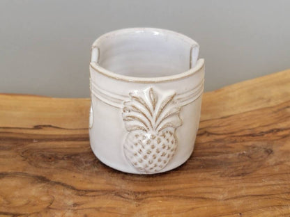 Pineapple Sponge Holder Symbol of Welcome for Kitchen - Handmade Ceramic Pottery Farmhouse White