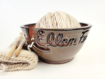 Personalized Yarn Bowl w Custom Name Ceramic Handmade Pottery Crafter Gift MADE TO ORDER