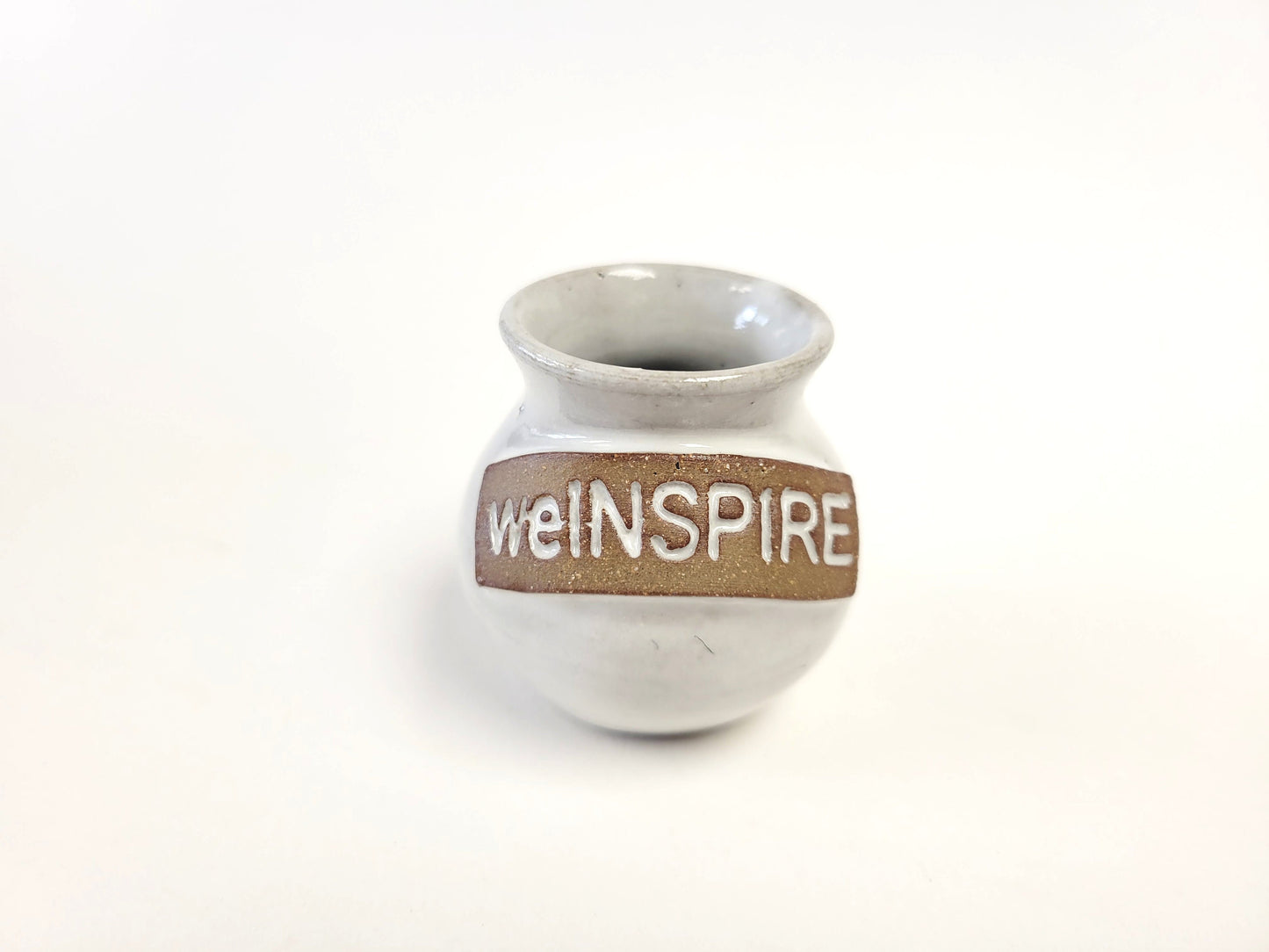 We Inspire Mini Vase Message Miniature Handmade Pottery Womens History Month Mothers Day Gift White