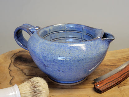 Scuttle Shaving Bowl Large Capacity with Lather Ridges in Cobalt Blue Big Daddy