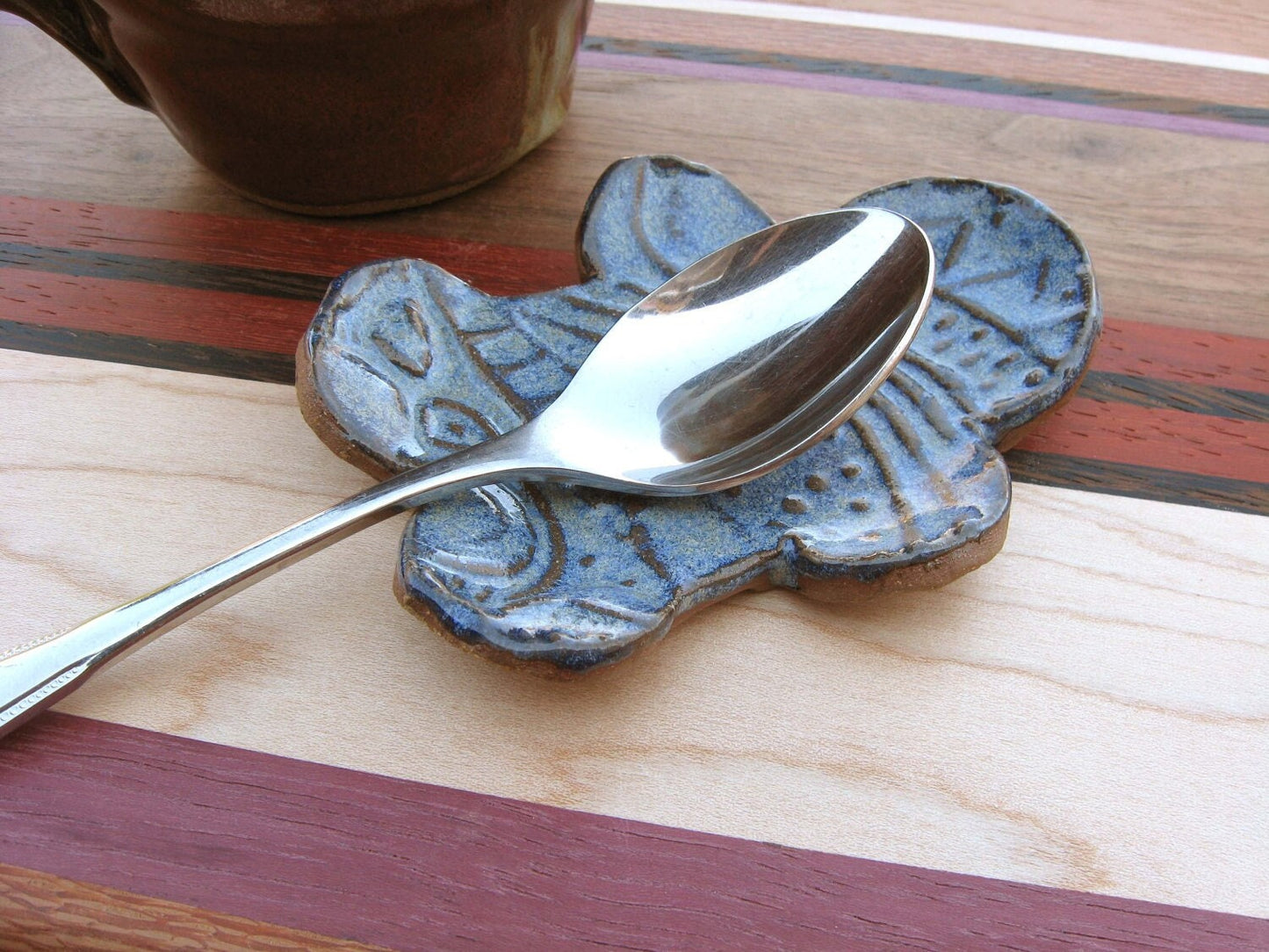 Spoon Rest Personal Size Textured in Cobalt Blue EACH ONE UNIQUE