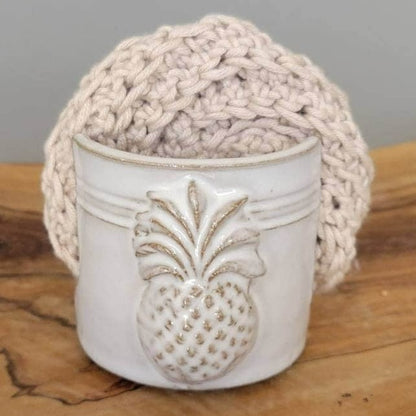Pineapple Sponge Holder Symbol of Welcome for Kitchen - Handmade Ceramic Pottery Farmhouse White