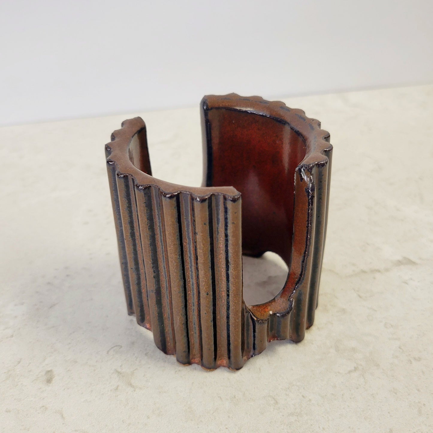 Striped Sponge Holder for Kitchen Sink - Handmade Ceramic Pottery Rust Proof Red Glaze