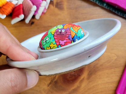 Sewing Notions Holder with Pincushion - Rainbow Cat