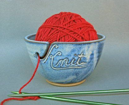 Yarn Bowl "Knit" in Cobalt Blue (As Featured in Vogue Knitting) Large Size Fits Whole Skein